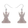 Angel Glitter Drop Earrings - Silver