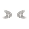 Atomic Boomerang Glitter Stud Earrings - Silver