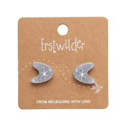 Atomic Boomerang Glitter Stud Earrings - Silver
