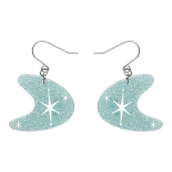 Atomic Boomerang Glitter Drop Earrings - Blue