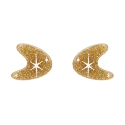 Atomic Boomerang Glitter Stud Earrings - Gold