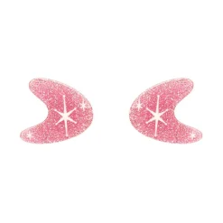 Atomic Boomerang Glitter Stud Earrings - Pink