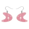 Atomic Boomerang Glitter Drop Earrings - Pink