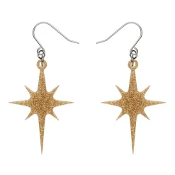 Atomic Star Glitter Drop Earring - Gold