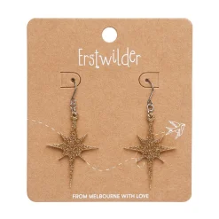 Atomic Star Glitter Drop Earring - Gold