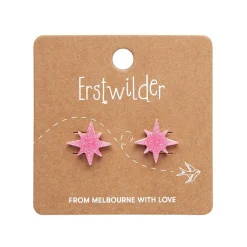 Atomic Star Glitter Stud Earring - Pink