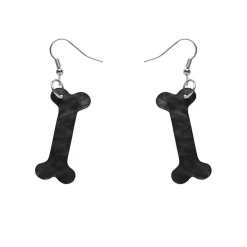 Bones Ripple Resin Drop Earrings - Black
