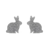 Bunny Glitter Resin Stud Earrings - Silver