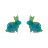 Bunny Mottled Resin Stud Earrings - Green