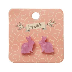 Bunny Ripple Resin Stud Earrings - Mauve