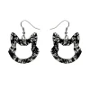 Cat Head Chunky Glitter Resin Drop Earrings - Silver