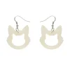 Cat Head Ripple Resin Drop Earrings - White