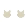 Cat Head Ripple Resin Stud Earrings - White