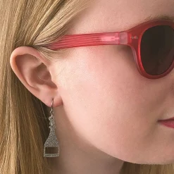 Champagne Glitter Drop Earrings - Silver