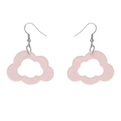 Cloud Glitter Resin Drop Earrings - Pink