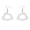 Cloud Glitter Resin Drop Earrings - White