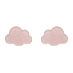 Cloud Glitter Resin Stud Earrings - Pink