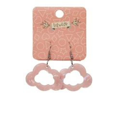 Cloud Solid Glitter Resin Drop Earrings - Pink