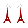 Eiffel Tower Solid Resin Drop Earrings - Red