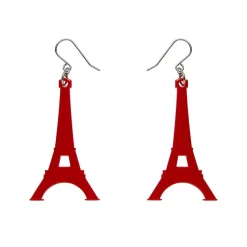 Eiffel Tower Solid Resin Drop Earrings - Red