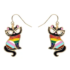 Elissa The Rainbow Cat Enamel Drop Earrings