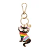 Elissa The Rainbow Cat Enamel Key Ring