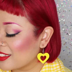 Heart Bubble Resin Drop Earrings - Yellow