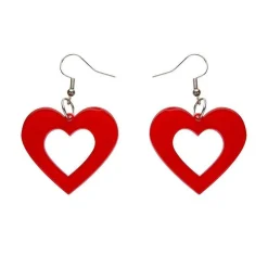 Heart Bubble Resin Drop Earrings - Red