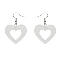 Heart Bubble Resin Drop Earrings - White