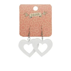 Heart Bubble Resin Drop Earrings - White
