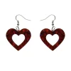 Heart Lava Resin Drop Earrings - Red