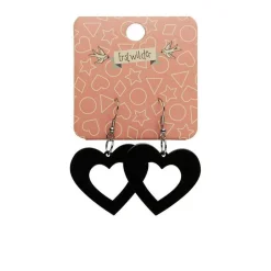 Heart Solid Resin Drop Earrings - Black