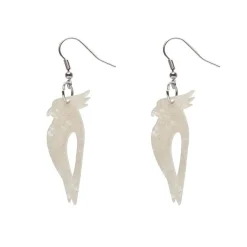 Kookaburra Ripple Glitter Resin Drop Earrings - Cream