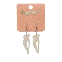 Kookaburra Ripple Glitter Resin Drop Earrings - Cream