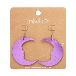 Moon Mirror Drop Earrings - Purple