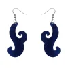 Nouveau Ripple Glitter Resin Drop Earrings - Dark Blue