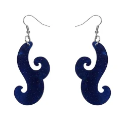 Nouveau Ripple Glitter Resin Drop Earrings - Dark Blue