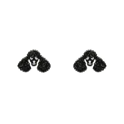 Poodle Glitter Stud Earrings - Black