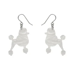 Poodle Ripple Hook Drop Earrings - White