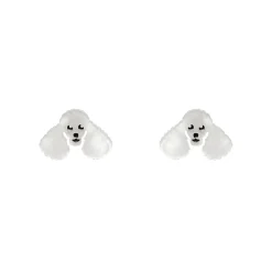 Poodle Ripple Stud Earrings - White