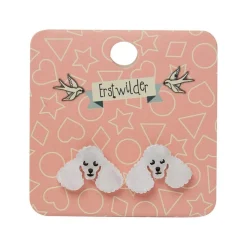 Poodle Ripple Stud Earrings - White