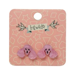 Poodle Ripple Stud Earrings - Pink