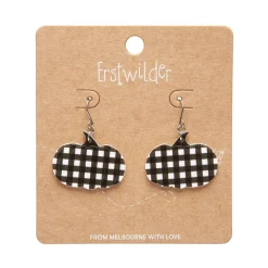 Pumpkin Gingham Drop Earrings - Black