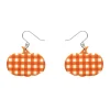 Pumpkin Gingham Drop Earrings - Orange
