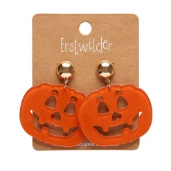 Pumpkin Glitter Statement Earrings - Orange