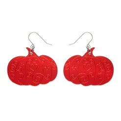 Pumpkin Magic Mirror Drop Earrings - Red
