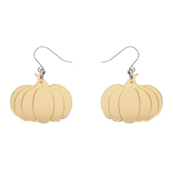 Pumpkin Mirror Drop Earrings - Gold