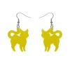 Pussy Cat Bubble Resin Drop Earrings - Yellow