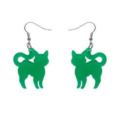 Pussy Cat Bubble Resin Drop Earrings - Green