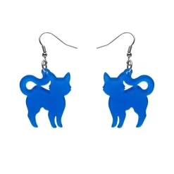 Pussy Cat Bubble Resin Drop Earrings - Blue